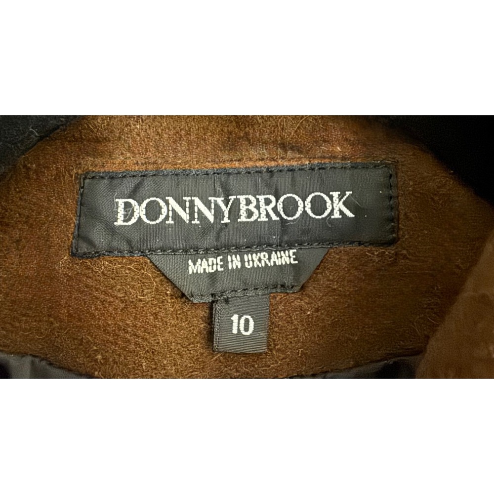 Vintage Donnybrook Womens Brown Wool Coat Velvet Trim Silver Button Made Size 10 - Picture 3 of 9